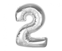 #BFC38 Balon foliowy Smart, cyfra 2, srebrna, 92 cm  KK