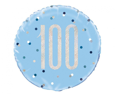 #BFK Balon foliowy UQ 18" Glitz, groszki z nadr. 100, niebieski