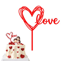 Topper na muffinki tort LOVE 10x11 cm CZERWONY