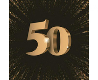 #ZSE Serwetki papierowe 50th 3D Birthday, 33 x 33 cm,  20 szt.