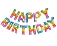 #BFK Balon foliowy Zestaw liter Happy Birthday, Tęczowy KK