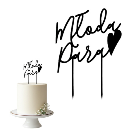 Topper na tort Młoda Para 17x12 cm + personalizacja koloru
