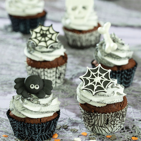 Papilotki do muffinek PAJĘCZYNA na Halloween 50x32mm 36szt