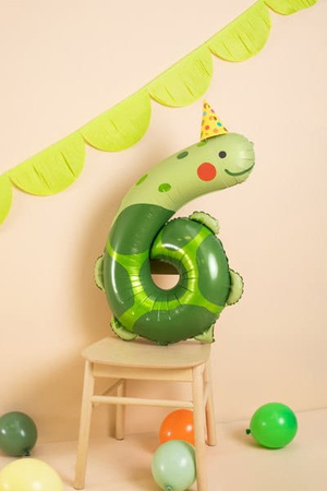 Balon urodzinowy Cyfra 6 - Żółw, 75x96 cm Party Deco