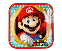 #ZTA Talerzyki papierowe Super Mario 23x23 cm, kwadratowe, 8 szt.