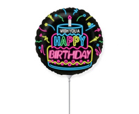 #BFK Balon foliowy 9" FX - Happy Birthday NEON, niepakowany
