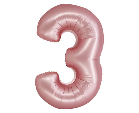 #BFC42 Balon foliowy Smart, Cyfra 3, j. różowa matowa, 76 cm KK
