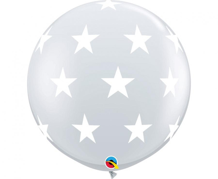 #BL Balon QL 36" z nadr. Gwiazdki, przezroczysty, 2 szt. KK