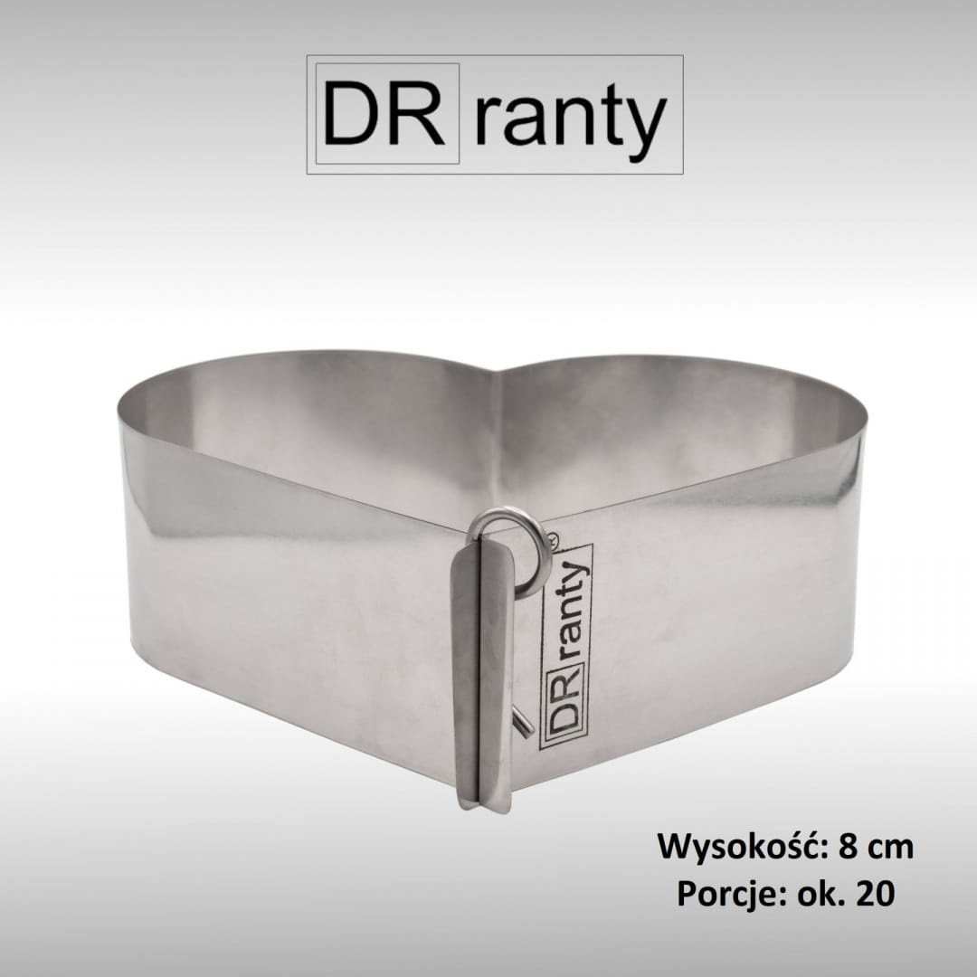 Rant cukierniczy w kształcie serca 8 cm na 20 porcji - widok ogólny