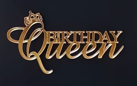 Akrylowy decor topper na bok tortu BIRTHDAY QUEEN ZŁOTY WZ.II