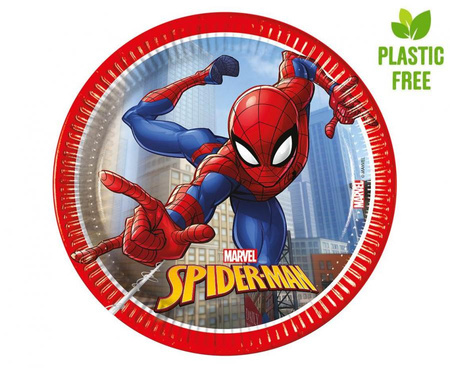#ZTA Talerzyki papierowe Spiderman Crime Fighter, next generation 20cm, 8 szt. (plastic-free)