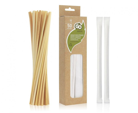 #ZSŁ Słomki z pszenicy, w papierku, 5x200mm/ 50 szt. KK