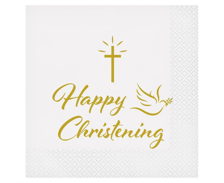 #ZSE_GD Serwetki Happy Christening (krzyż i gołąbek), certyfikat FSC, 33x33 cm/ 20 szt. KK