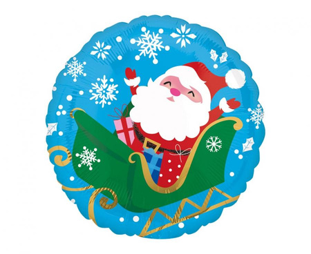 #BFK Balon foliowy 18" CIR - "Mikołaj w saniach", zapakowany