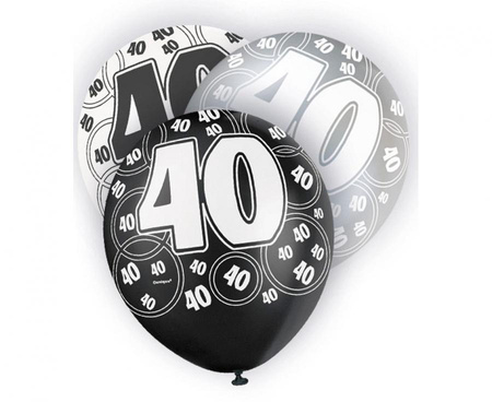 #BL Balon UQ 12" Glitz z nadr. 40, czarny miks, 6 szt.