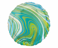 #BFK Balon foliowy 18" Marblez - okrągły niebiesko-zielony, zapakowany