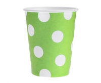 #ZKU_GD Kubeczki pap. pistacjowe, groszki białe, 270ml/6 szt.