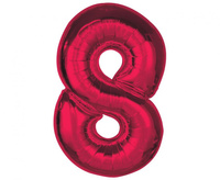 #BFC39 Balon foliowy Smart, cyfra 8, czerwona, 92 cm AA