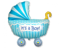 #BFK Balon foliowy 24" FX - "Wózek dla chłopca" (niebieski), pakowany
