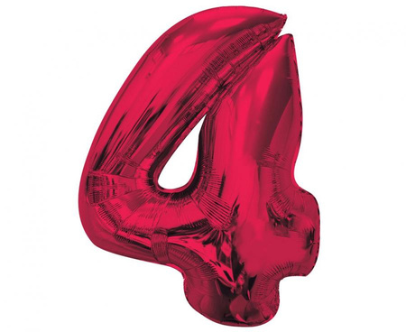 #BFC39 Balon foliowy Smart, cyfra 4, czerwona, 92 cm  KK
