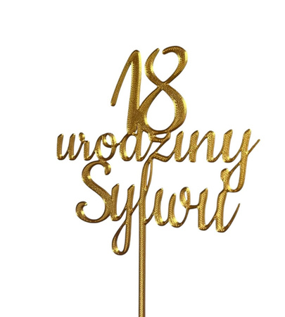 Topper na tort personalizowany Cyfra + urodziny + imię