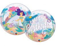 #BFK Balon foliowy 22" QL Bubble Poj. "Mermaid Birthday Party" KK