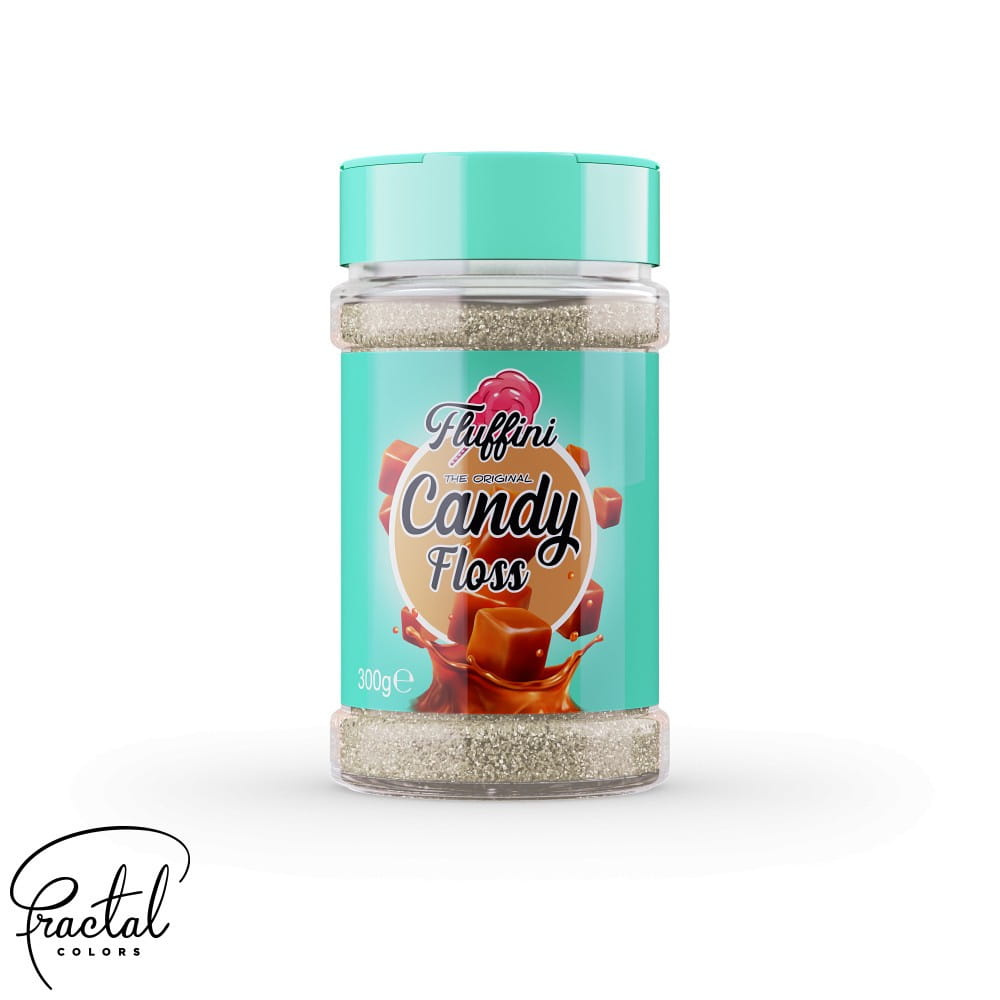 Smakowy cukier do waty cukrowej TOFFEE 300g Fractal Colours w butelce z miętową nakrętką