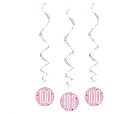 #DEI Dekoracja wisząca Glitz 100, groszki, 81 cm, różowa, 6 szt.