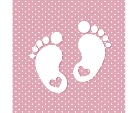 #ZSE Serwetki papierowe Little Feet Pink, 33 x 33 cm,  20 szt.