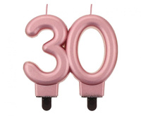 #SC10 Świeczka B&C cyferka, 30, metalik różowo-złota, 8.0 cm