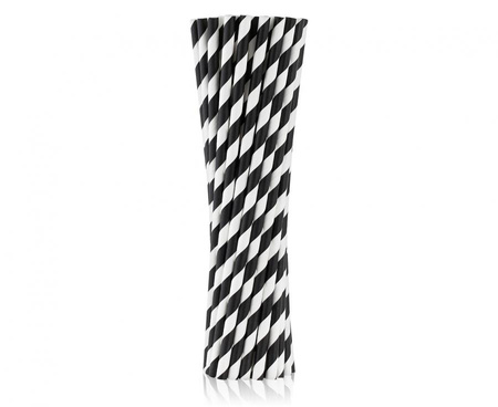 #ZSŁ Rurki (słomki) pap. czarne paski, 6x197 mm / 250 szt.