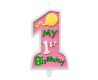 #SU Świeczka "My 1st Birthday", różowa KK