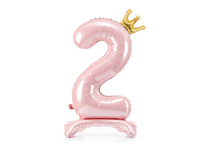 Stojący balon foliowy cyfra ''2'', 84 cm, jasny różowy