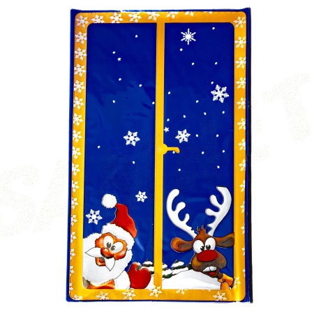 Woreczki celofanowe 30x50 cm MIKOŁAJ Z RENIFEREM NIEBIESKIE 50 sztuk