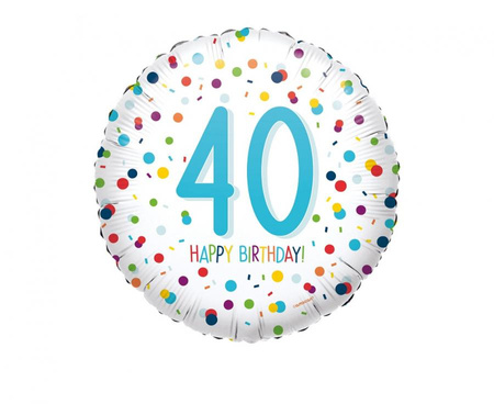 #BFK Balon foliowy 18 cali Confetti Bday 40, zapakowany