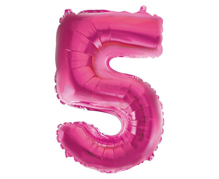 #BFC55 Balon foliowy "Cyfra 5", różowa, 35 cm KK