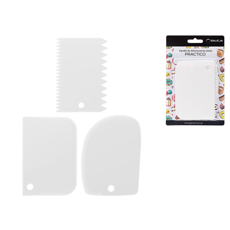 Trzy skrobki Galicja z różnymi krawędziami: gładką, falistą i ząbkowaną