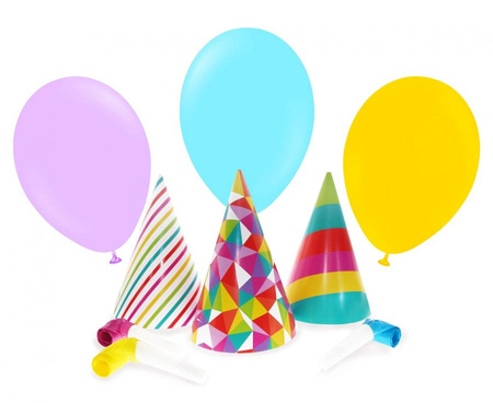 #STAI Zestaw "Bal mały" (3 czapeczki, 3 trąbki, 3 balony)