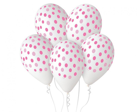 #BL Balony Premium Różowe Groszki, 12 cali/ 5 szt.