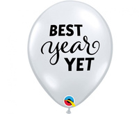 #BL Balon QL 11 cali z nadr. Best year yet, transparentne/ 25 szt. KK