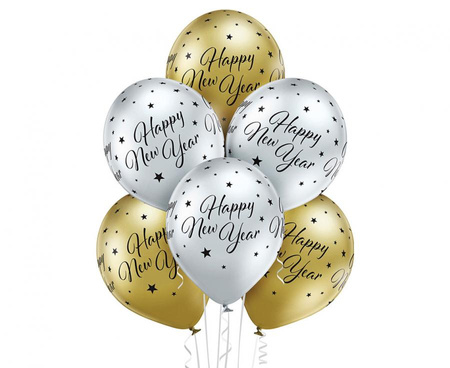 #BL Balony D11 Glossy Happy New Year 1C5S, 6 szt.