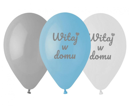 #BL Balony Premium Witaj w domu, niebieskie, 12 cali/ 6 szt.