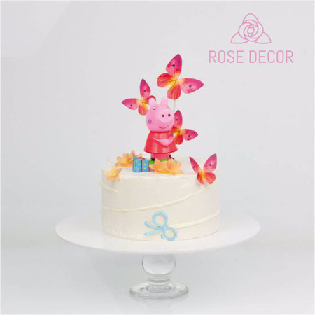 Dekoracja waflowa na tort muffinki MOTYLKI RÓŻOWE 10 szt. Rose Decor