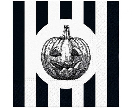 Serwetki papierowe PAW Halloween, biało-czarne, dynia 33x33 cm, 20 szt.