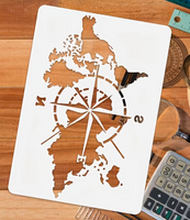 Szablon do dekoracji tortów i ciast KOMPAS MAPA ŚWIATA 30x21 cm
