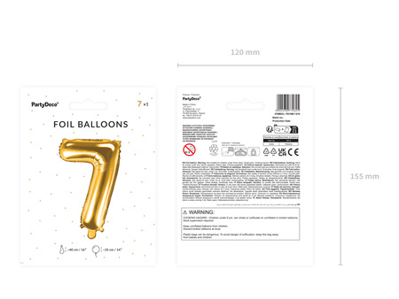 Balon foliowy Cyfra ''1'', 35cm, srebrny