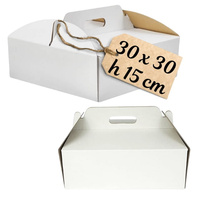 Mocne pudełko na tort ciasto 30x30x15 cm z rączką
