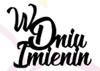 Topper na bok tortu "W DNIU IMIENIN" 16 cm CZARNY