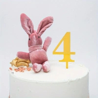 Topper na tort ZŁOTY cyfra 4 CZWÓRKA CZTERY 11x4 cm