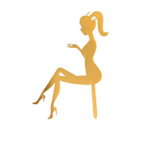 Topper na tort KOBIETA Z KUCYKIEM 16x12 cm ZŁOTY